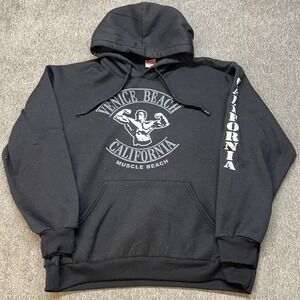 Hill Heavy Weight Venice Beach Muscle Beach Hoodie Mens XL Black California Logo